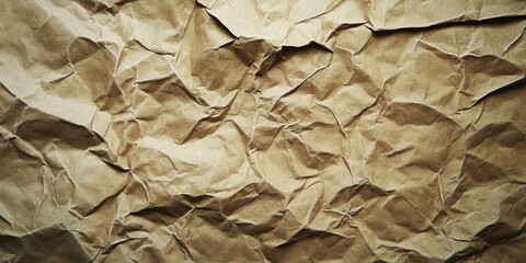 Aufkleber - Textured crumpled brown paper background with visible wrinkles and folds creating a vintage appearance ideal for rustic design projects
