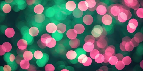 Poster - Green and pink bokeh abstract background with soft light blur creating a dreamy atmosphere ideal for text overlay or design projects