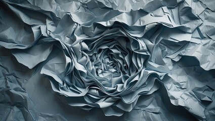 Poster - Textured gray paper background featuring a floral design created from crumpled paper, ideal for creative and artistic projects.