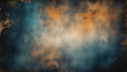 Poster - Textured abstract background with blue, orange, and gray tones creating a distressed and weathered appearance.