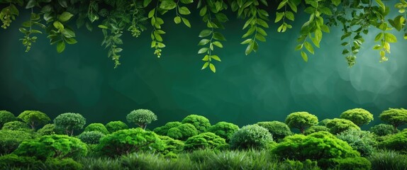 Poster - Lush green nature background with vibrant foliage and soft lighting for use in design, presentations, and nature-themed projects.
