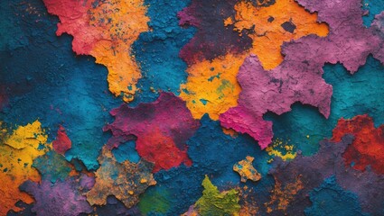 Aufkleber - Vibrant abstract grunge texture with colorful splashes and layers creating a striking background ideal for artistic and creative projects