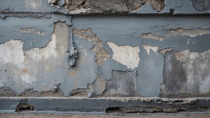 Poster - Weathered gray cement wall with peeling paint showcasing texture and urban decay for background and design elements.