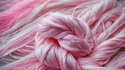 Aufkleber - Pastel pink thread texture close-up on soft background showcasing delicate fibers for fabric and craft projects.
