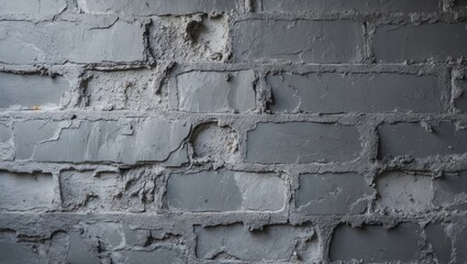 Poster - Gray brick wall texture with uneven surface and peeling paint ideal for backgrounds and design projects