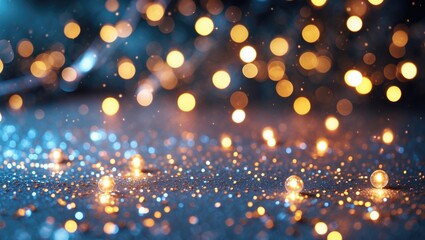 Poster - Bokeh background with shimmering golden lights creating a magical and festive atmosphere for celebrations and special events.