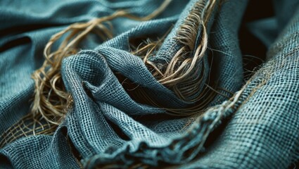 Aufkleber - Close-up view of textured gray burlap fabric showcasing natural fibers and intricate weaving patterns for design and textile projects.