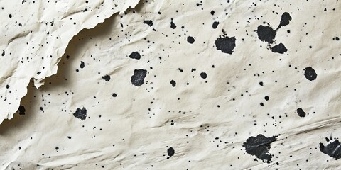 Aufkleber - Textured cream recycled paper background featuring irregular black spots scattered throughout the surface creating a rustic and eco-friendly aesthetic.
