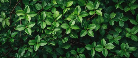 Poster - Lush green tree leaves background showcasing rich foliage texture and vibrant nature ideal for ecology or design themes.