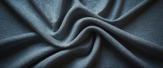 Poster - Soft gray fabric texture with elegant drapes showcasing depth and richness suitable for backgrounds and textile design projects.