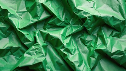 Aufkleber - Textured closeup of vibrant green crumpled paper background for creative applications in design and advertising projects.