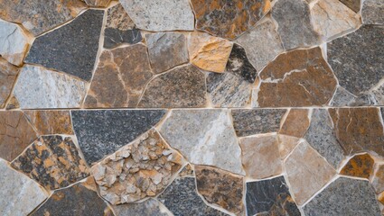 Poster - Textured granite wall surface with diverse color patterns and natural stone details, ideal for backgrounds or design elements.
