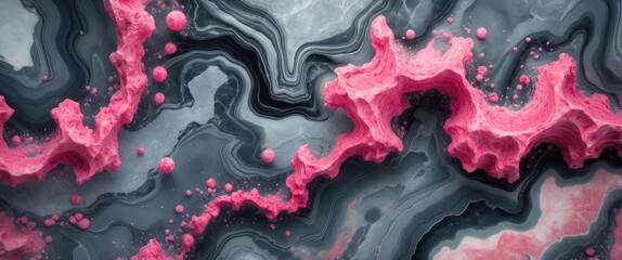 Poster - Elegant grey and pink marble texture providing a stunning backdrop for various design projects and artistic applications.