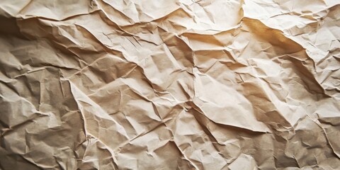 Aufkleber - Textured wrinkled crumpled paper background in warm beige tones with soft shadows creating depth and a vintage feel suitable for design projects
