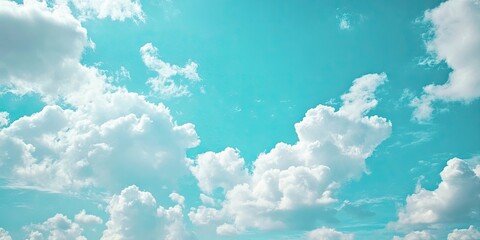 Aufkleber - sky background with soft white clouds against a vibrant turquoise sky ample negative space for produ