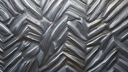 Poster - Textured grey brushed metal surface with a chevron pattern ideal for backgrounds and design elements. Perfect for modern industrial aesthetics.