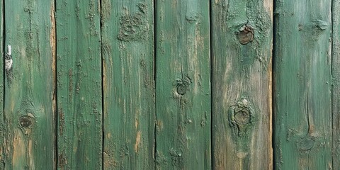 Wall Mural - Weathered green wood texture showcasing intricate patterns with rich green tones and natural blemishes, emphasizing unique character and age.