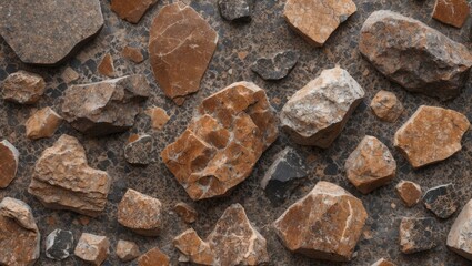 Poster - Natural brown granite stone texture with various rock sizes creating an earthy background for design or construction projects.