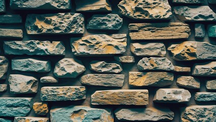 Aufkleber - Textured background of rough stone wall showcasing varying colors and shapes ideal for construction or rustic-themed designs.