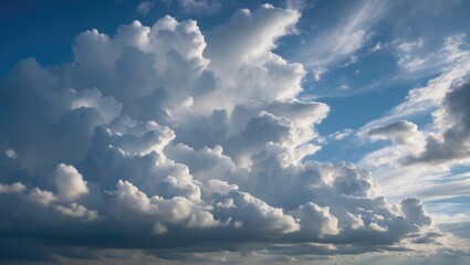 Aufkleber - Dramatic cloud formations in a vibrant blue sky showcasing the beauty of nature's artistry and atmospheric phenomena.