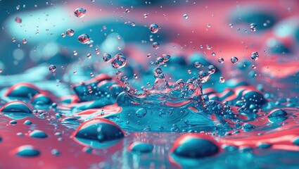 Aufkleber - Colorful Water Splash with Bubbles and Drops Against a Clean Background Creating a Fresh and Dynamic Visual Experience