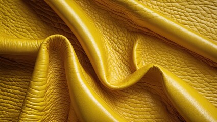 Aufkleber - Closeup view of textured yellow leather fabric showcasing intricate details and vibrant color suitable for background use.