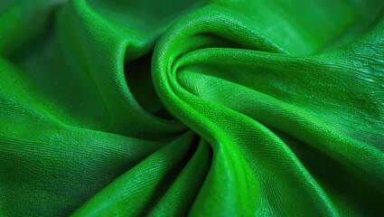 Poster - Vibrant green textured fabric with soft folds creating an elegant and rich background suitable for various design projects.