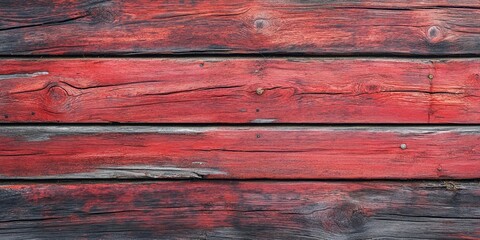 Leinwandbilder - Red and black weathered wooden planks background with textured grain patterns featuring a horizontal layout ideal for rustic themes.