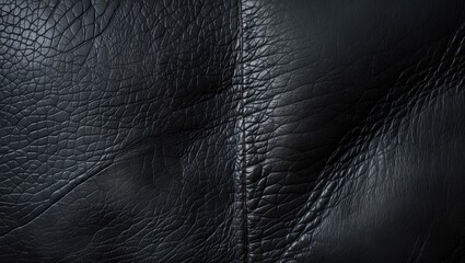 Aufkleber - Close up of textured black leather surface showcasing intricate patterns and natural creases for a sophisticated background alternative.
