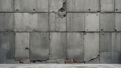 Poster - Grunge gray concrete wall with cracks and imperfections suitable for industrial or urban design backgrounds and texture applications