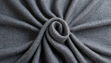 Poster - Grey woolen fabric texture close-up with folded layers creating an elegant pattern suitable for backgrounds and textile design applications.