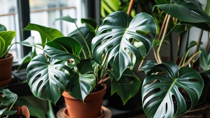 Poster - Close-up of lush Philodendron gloriosum leaves showcasing vibrant greens in a modern indoor plant setting with tropical vibes.