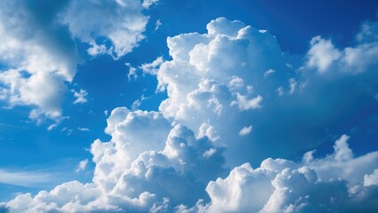 Aufkleber - Vibrant blue sky with fluffy white clouds creating a serene and uplifting atmosphere perfect for nature-themed projects.