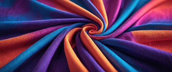 Aufkleber - Vibrant close-up of jersey fabric showcasing rich textures and a swirl of purple, orange, and blue hues perfect for design backgrounds.