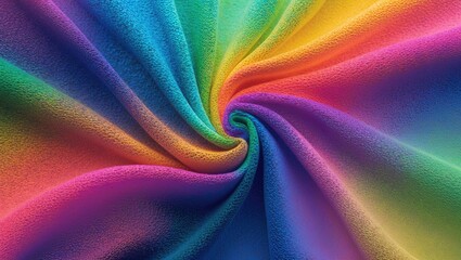 Aufkleber - Vibrant swirling fabric texture creating a colorful gradient background with a soft noise effect for artistic design use.