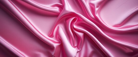 Poster - Elegant pink silk fabric texture with smooth satin finish and light stripes perfect for backgrounds in design projects. Rose quartz pastel tone.