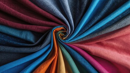Aufkleber - Colorful fabric texture spiral display for various background designs and creative projects.