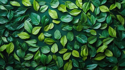 Poster - Diverse Green Leaf Pattern Background Natural Textured Wallpaper for Design and Decoration