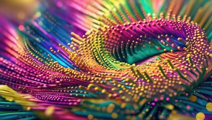 Aufkleber - Abstract colorful texture with vibrant strands in a swirling pattern, showcasing depth and motion in dynamic design elements.