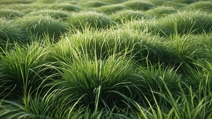 Poster - Lush green grass texture in natural setting highlighting intricate details and vibrant growth in a wild landscape.