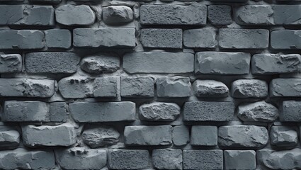Poster - Gray stone wall with textured brickwork, showcasing an abstract pattern of aged masonry ideal for backgrounds and architectural designs.