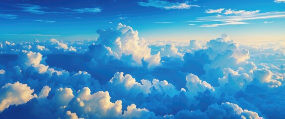 Aufkleber - Vibrant blue sky with soft white clouds creating a tranquil and serene atmosphere for backgrounds and nature-themed projects.
