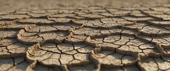 Poster - Dramatic view of dry cracked earth surface showcasing effects of drought and climate change highlighting environmental issues and land degradation.