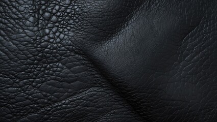 Sticker - Black leather texture close-up showcasing intricate patterns and natural imperfections suitable for design and fashion backgrounds.