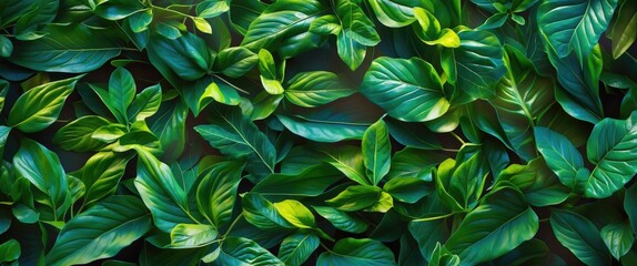 Aufkleber - Lush green leaves background with varying textures and shades creating a vibrant natural foliage pattern for design and decor use.