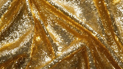 Poster - Lustrous gold tinsel fabric texture with shimmering highlights creating a festive and luxurious background for various design projects