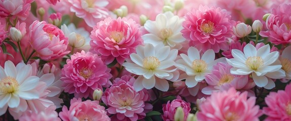 Aufkleber - Delicate pink and white floral background with a soft color palette ideal for seasonal decorations or romantic themes