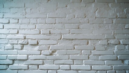 Poster - Close-up of a textured hand-painted white brick wall suitable for loft interiors and modern design backgrounds.