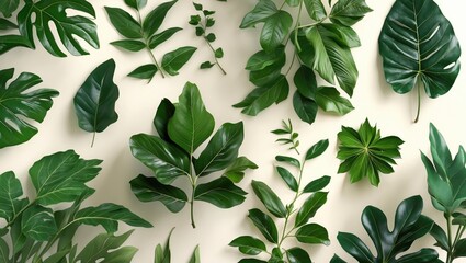 Poster - Diverse Collection of Green Leaves for Natural Home Decor and Design Elements