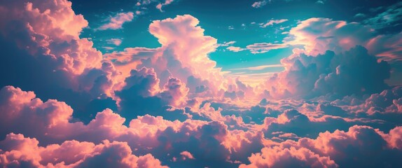 Aufkleber - Vibrant colorful clouds in a serene sky creating a dreamy atmosphere for relaxation and inspiration in nature-themed visuals.